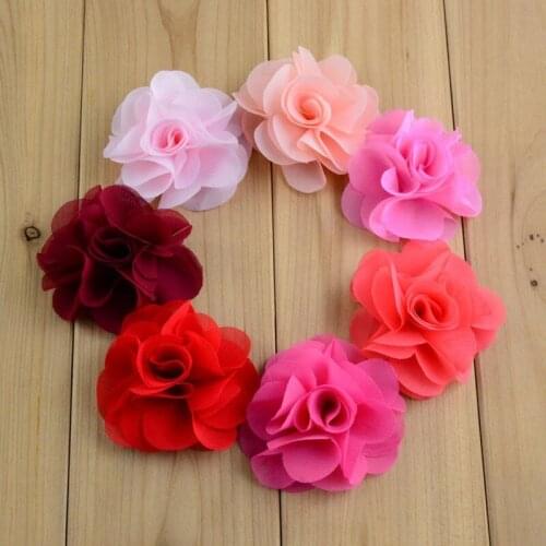 40pcs embellishment DIY fabric flowers chiffon flowers hair flowers for making headbands,sewing,clothes decoration,wedding party