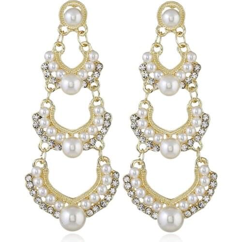 European and American jewelry fashion earrings accessories with rhinestone pearl earrings for personlized charming female