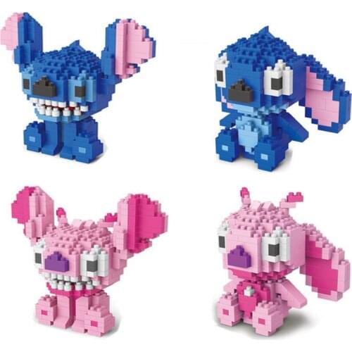 Disney cartoon Lilo & Stitch figures micro diamond blocks Angel Alien monsters building brick educational toy nanobrick for kid