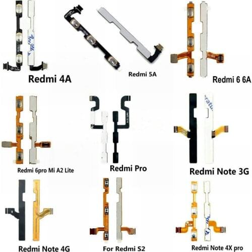 New For Xiaomi Redmi Pro 4A 5A 6pro Note 5 5A 6A 7 4X 6pro S2 Go Power On Off Volume Button Flex Cable