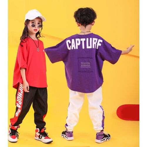 Stage Competition Summer Jazz Hiphop Dance Costumes Hip Hop Clothes Children Pop Street Dance Wear tracksuit for Kids Boys Girls