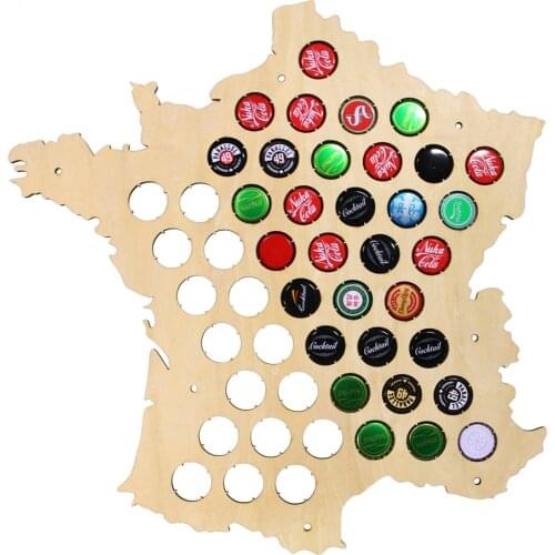 Bottle Beer Caps Map of France Laser Engraved Wood Map Wall Art For Caps Collector Home Decorative Beer Cap Display Board