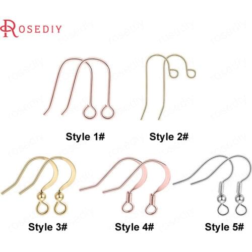 20PCS 16-17MM 24K Gold Color Platinum Color Plated Brass Earring Hook Diy Jewelry Findings Earrings Accessories Wholesale