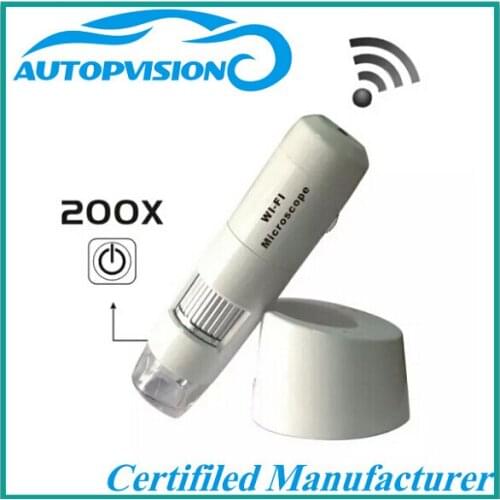 M20WF Portable WIFI Digital Microscope 5X-200X 8 LED 0.3M Pixel Sensor Support iOS and Android Device White