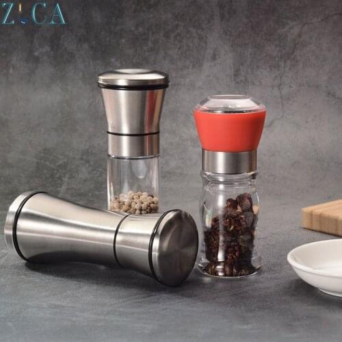 ZLCA Stainless Steel Glass Manual Pepper Salt Spice Mill Grinder Kitchen Accessories For Use In Restaurant Hotel Home Kitchen
