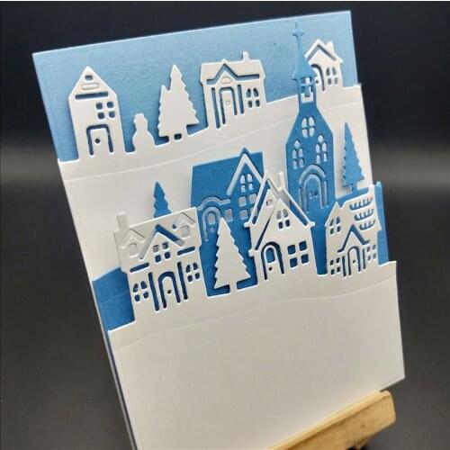 House dies Metal Cutting Dies Scrapbooking Cutting Stencil Craft Dies Hometown Village Building Card Making Die Cuts
