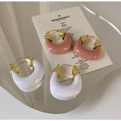 TARCLIY Cute Candy Color Resin Small Circle Earrings Women Statement Simple Ear Buckle Temperament Lovely Hoops Jewelry