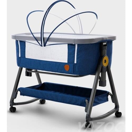 Baby Bed Multifunctional Portable Folding Newborn Baby Bedside Bed Cradle Bed Stitching Play Game Bed Removable for 0-3 Years