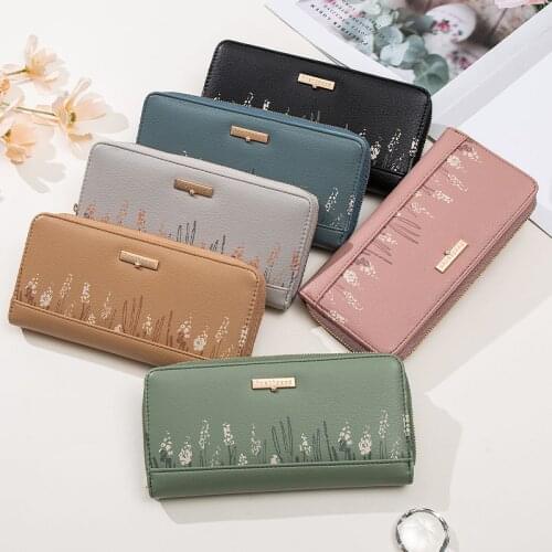 2021 Fashion Printing Wallet Long Design Women Purse Female PU Leather Card High Capacity Wallets Zipper Coin Purses for Ladies