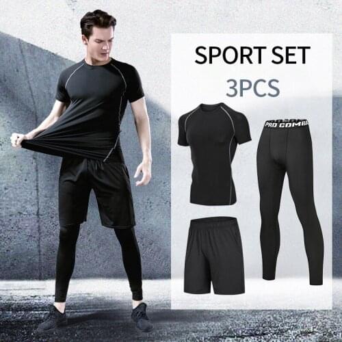 Mens Compression Sportswear Suits Gym Tights Training Clothes Workout Jogging Sports Set Running Jogger Homme Tracksuit For Men