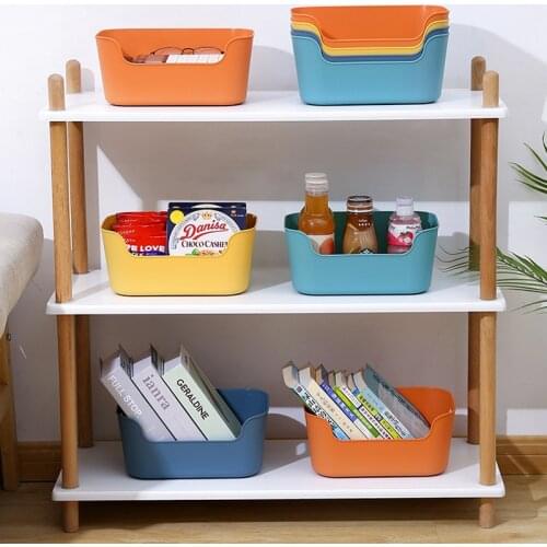New Snacks Fruit Storage Basket Plastic Makeup Organizer Box Office Sundries Books Toy Storage Bin Kitchen Spices Fridge Holder