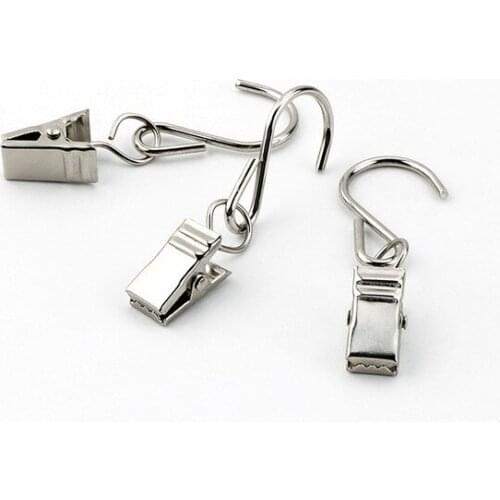 Movable Stainless Steel S Hook Curtain Clips Window Shower Curtain Rings Clamps 1000pcs