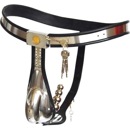 T Type Stainless Steel Silicone Male Chastity Belt Anal Plug Pants Adjustable Arc Waist Metal Chastity Device Sex Toys For Men