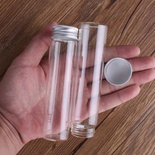 24pcs 60ml Size 30*120mm Transparent Glass Perfume Spice Bottles Tiny Jars Vials With Silver Screw Cap DIY Craft