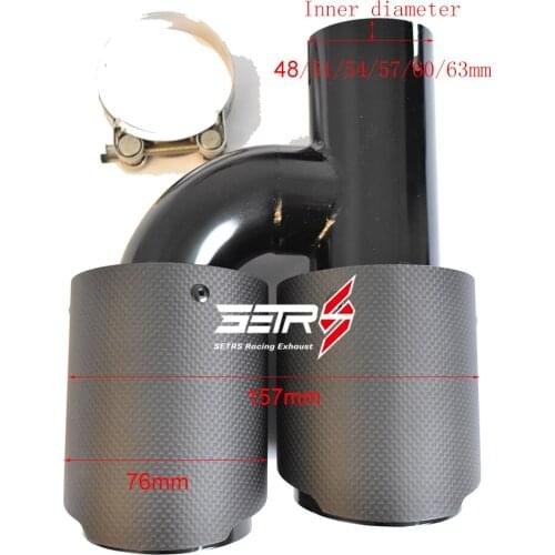 Right Side 3.0 Inch Outlet Straight Glossy Black Stainless Steel Plain Weave Matt Carbon Car Exhaust Muffler Tip Tail End Pipe