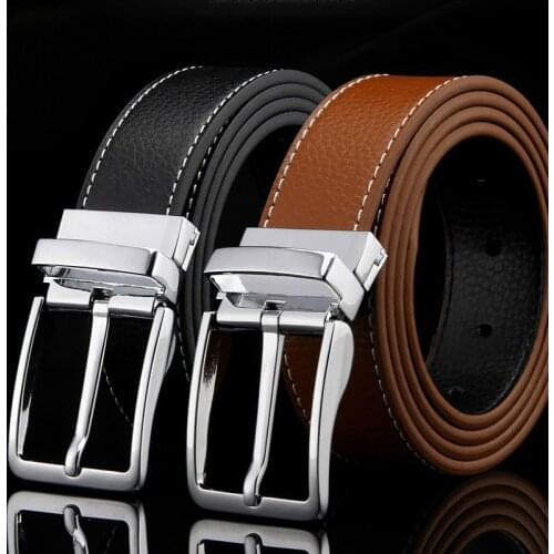 Cow Genuine Leather Luxury Strap Male Belts for Men New Fashion Classice Vintage Pin Buckle Men Belt High Quality Belts 3.3cm
