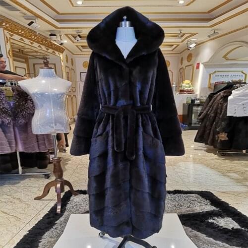 Genuine mink fur coat High grade Winter new Long mink fur coat Short import mink fur coats women color real mink fur coat 15-256