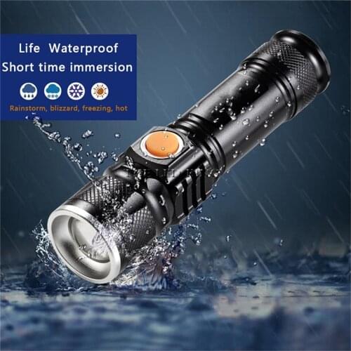 Super Bright LED 3 Modes Mini Flashlight Portable Zoom USB Charging Lighting Highlight Waterproof Handy TorchCamping Flashlight