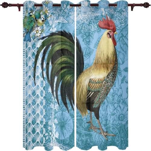 Animal Rooster Vintage Background Window Curtains Kitchen Bedroom Drapes Home Decor Luxury Living Room Backdrop Curtain