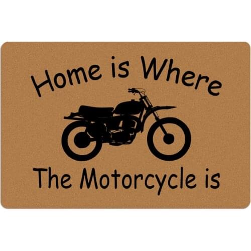 Home Is Where The Motorcycle Is Funny Entrance Doormat Indoor Outdoor Rubber Anti-slip Decorative Doormat
