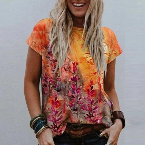 3D Colorful Print Women Blouse Shirt Casual O Neck Short Sleeve Tops Pullover 2021 Spring Retro Loose Plus Size Harajuku Blusa