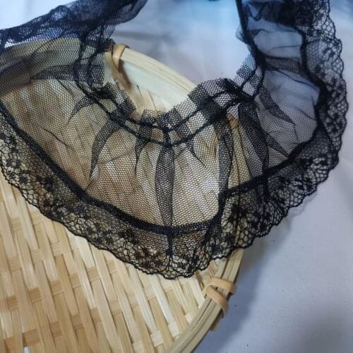 1Yards Embroidery Lace Fabric Tulle 6.8cm Guipure Flower Applique Black Lace Trim Sewing Ribbon Clothes Laces Dress Crafts QT29