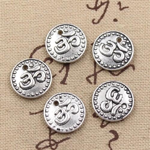 10pcs Charms Double Sided Yoga Om 15x15mm Antique Making Pendant fit,Vintage Tibetan Bronze Silver color,DIY Handmade Jewelry