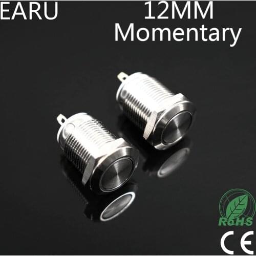 12mm Waterproof Momentary Flat Round Stainless Steel Metal Power Push Button Switch Car Start Horn Speaker Bell Automatic Reset