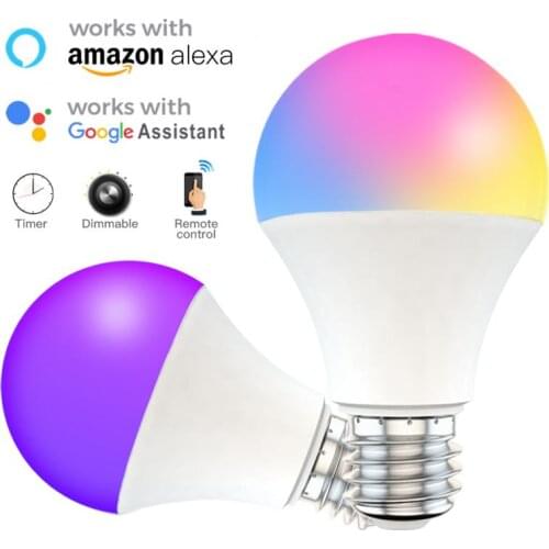 15W WiFi Smart Light Bulb E27 B22 Dimmable RGB+CCT Smart Light Lamp Voice Control Work With Alexa Google Home Remote Control