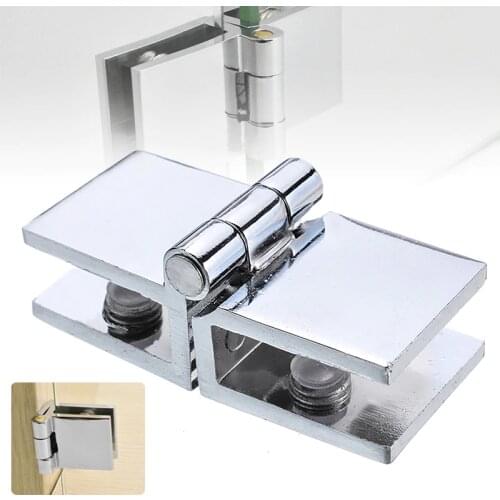 2.5mm Double Action 180 Degree Glass Door Hinge Zinc Alloy Cupboard Clamp Hinges for Boarded Door Accessories