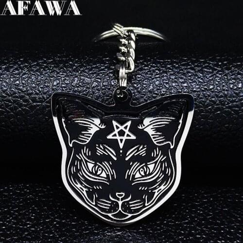 2021 Witchcraft Cat Stainless Steel Pants Chain for Women/Men Black Enamel Chain for Pants Jewelry llaveros gato K3239S02