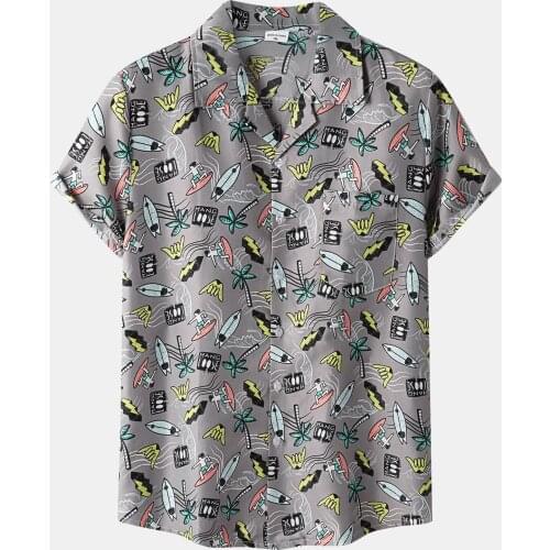2021 Men Shirts Short Sleeve Printed Casual Blouse Hawaiian Shirt Male Tops Summer Geometric Plus Size Shirts Chemise Homme