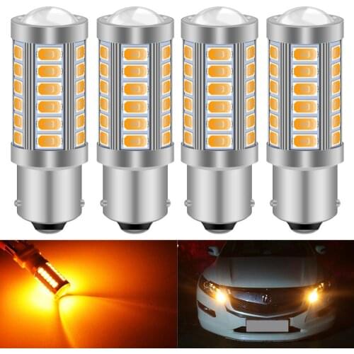 4pcs BAU15S 7507 1156PY PY21W 900 Lumens Super Bright LED Turn Tail Brake Stop Signal Light Lamp Bulb 5630 33-SMD Amber