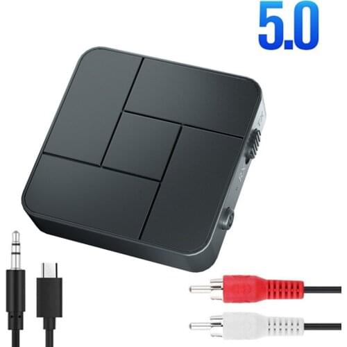 KN326 Bluetooth-compatible 5.0 Wireless Audio Transmitter Receiver AUX RCA Music Speakers Hands-free Calling with Built-in Mic