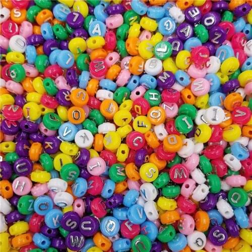 50PCS 10mm Flat bead Letter Loose Spacer Beads DIY Jewelry Accessories Necklace Bracelet Making Handmade Material Multicolor