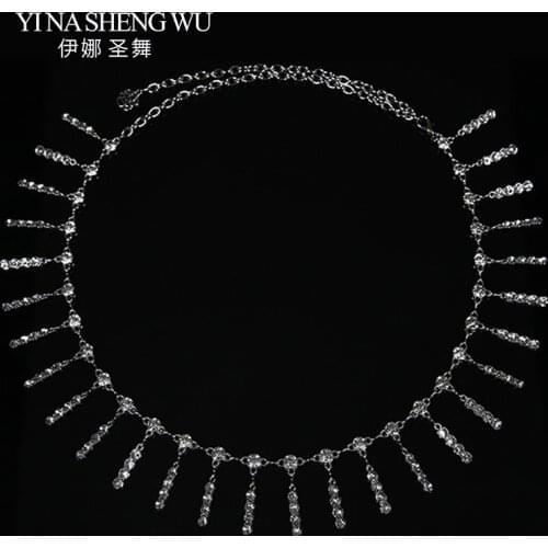 Belly Dance Waist Chain 2018 New Beginner Rhinestone Waist Chain Anti-hook sailor Dance Waist Chain Tassel Crystal Accessories