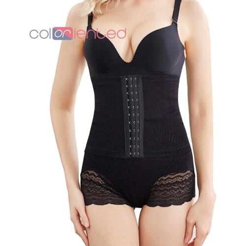 Coloriented Womens Waist Trainer Butt Lifter Slimming Underwear Body Shaper Tummy Strap Corset Lace Bodysuit Pants Sexy Lace