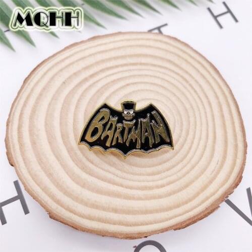 Cartoon Golden Animal Bat Enamel Brooch Bartman Black Pin Badge Woman Jewelry Clothes Bags Punk Accessories Gifts For Friends
