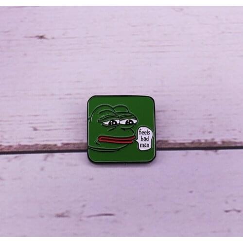 Pepe the frog feels bad man enamel pin