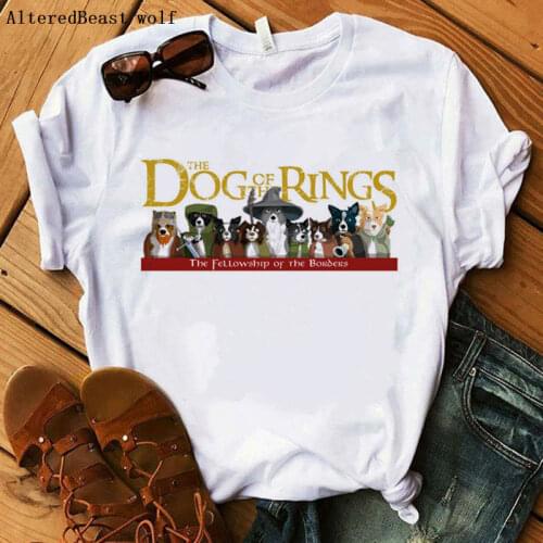 The Dog of the Rings shirt Women T-shirt funny Border Collie tshirt print clothes female casual short sleeve vogue kawaii Tops