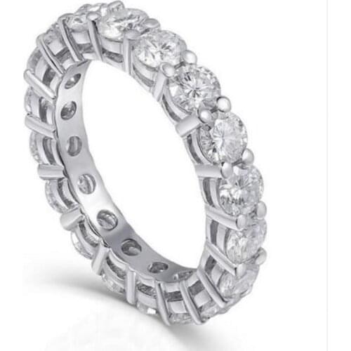 2020 Eternity 925 Sterling silver Ring 4mm Lab Diamond cz Engagement Wedding Rings for women men Wholesale Party Jewelry Gift