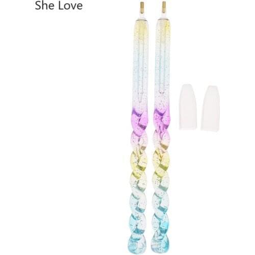 Chzimade 2Pcs Colorful 5D Diamond Painting Embroidery Tools Kit Point Drill Pen Diamond Mosaic DIY Craft Accessories