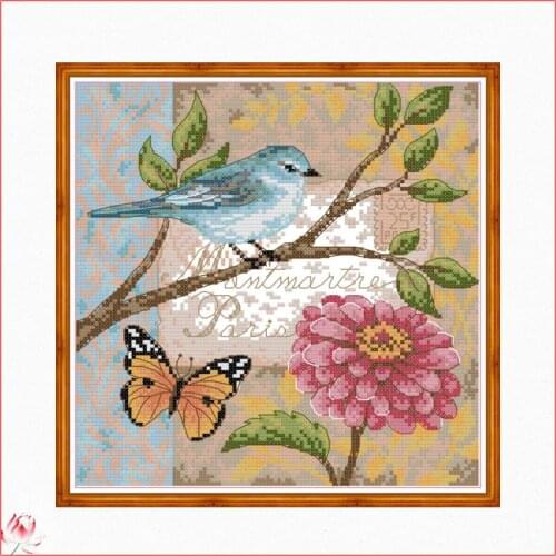 Birds And Flowers Pattern Cross Stitch Kit 11CT 14CT Count Printed Fabric Embroidery DIY Needlework Sewing Home Decoration