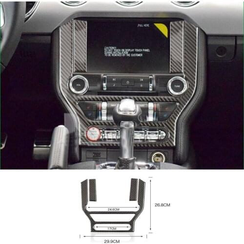 Car Console Frame Stickers ForFord Mustang 2015-2017 Car Center Control Panel AC CD Covers Car Styling Carbon fiber Epoxy