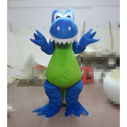 Latest high quality customized adult plush blue dinosaur mascot costumes Holiday special clothing