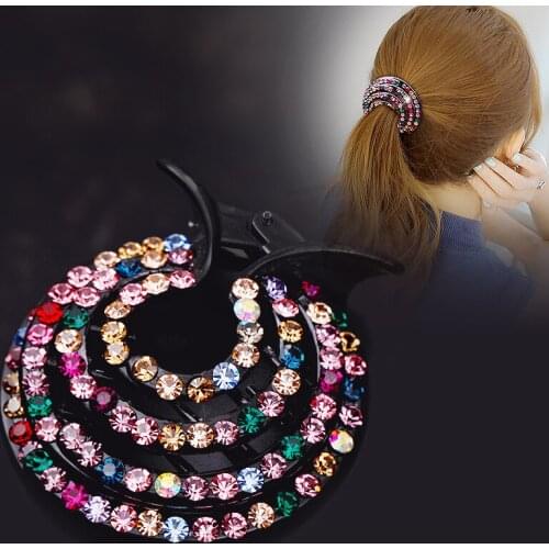New Crystal Hair Clip Claws Bun Women Bird Nest Rhinestone Ponytail Holder Hairpin Bow Girls Fashion Hair Accessories Headbands