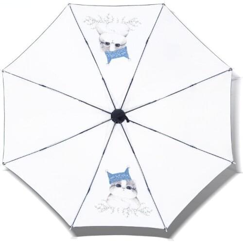 NEW Design big face cat Umbrella For Women Men Anti-UV Lovely Cartoon dog Umbrellas Folding Rainy Umbrella Gift