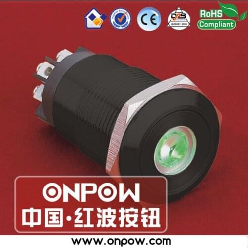ONPOW 19mm black latching dot illuminated pushbutton switch anti-vandal LAS1GQ-11ZD/L/G/12V/A