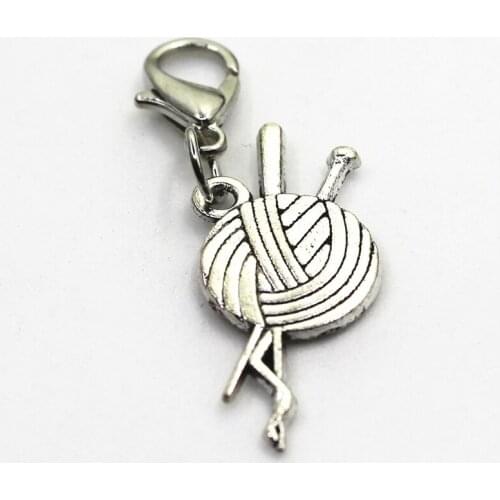 Wholesale 100pcs/lot knitting needle charm dangle charms lobster clasp charms diy Bracelet&bangle jewelry accessory charms