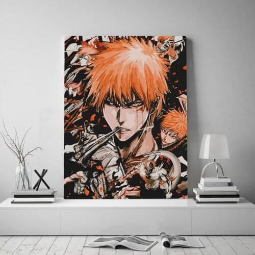 Bleach Ichigo Ultimate Anime Poster Framed Canvas Wooden Frame Painting Wall Art Decor Living Room Study Home Decoration Prints